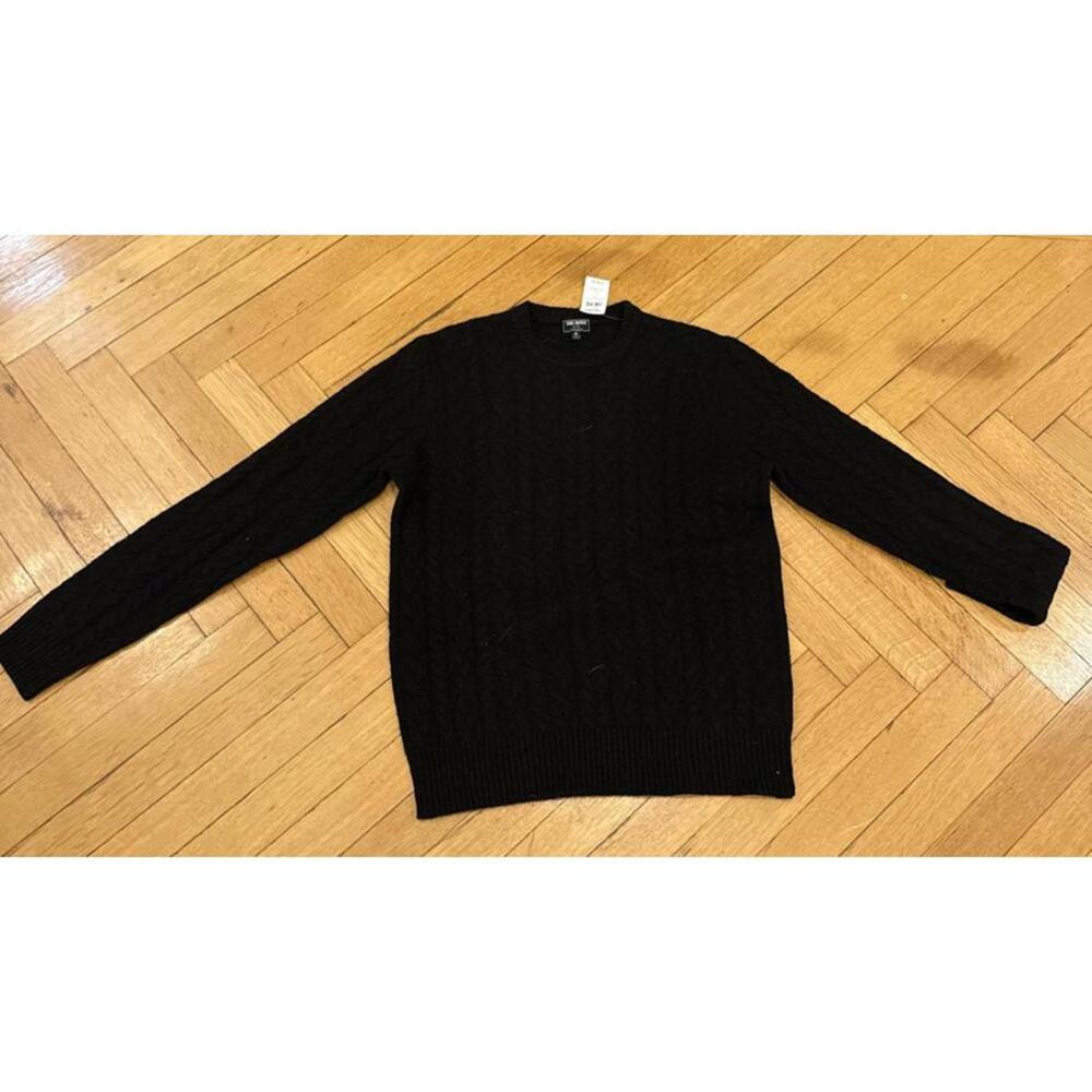 Todd Snyder Men's Black Lambswool Cable Crew Neck Sweater (NWT)
